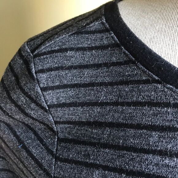LOFT Shift Dress Grey with Black Stripes - Size M - Picture 4 of 7